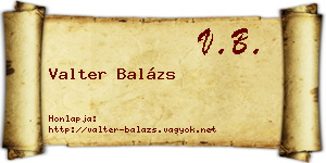 Valter Balázs névjegykártya